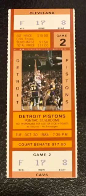 1984 Detroit Pistons Vs Cleveland Cavaliers Ticket Stub Full Isiah Thomas 10/30