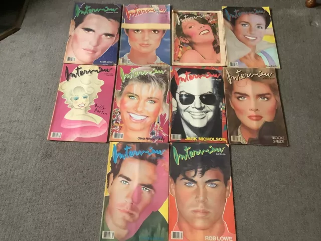 Lot of 10 Interview Magazines 1970’s 1980’s Warhol,Pop Culture