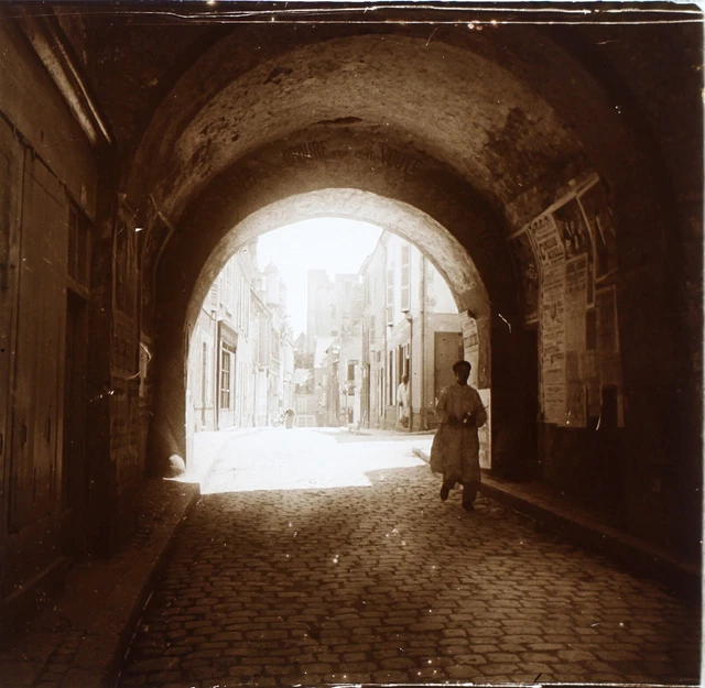 FRANCE Beaugency La Porte 1904 Photo Vintage Plaque verre P74L31n