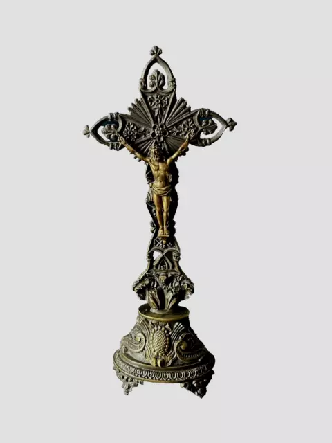 CHRIST D'AUTEL CRUCIFIX CROIX EN BRONZE XIXème