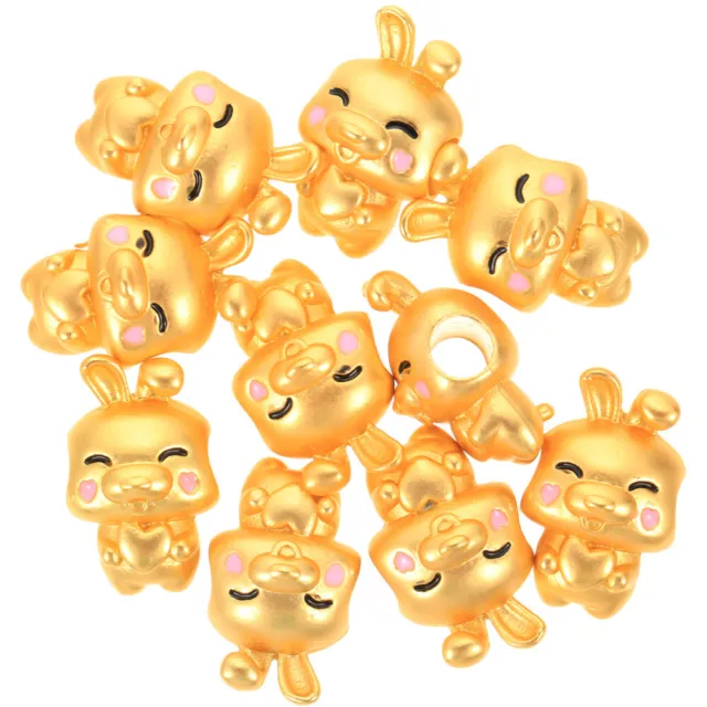 10 Pcs Osterhasen-Anhänger Hasendekor -Perlen Charme Goldene Ohrringe Baumeln
