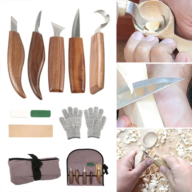 11pcs Wood Carving tools Chisel Woodworking Whittling Cutter Chip Hand Tool&