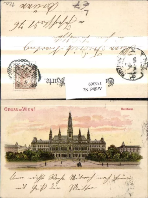 135369,Litho Gruß a. Wien 1 Rathaus