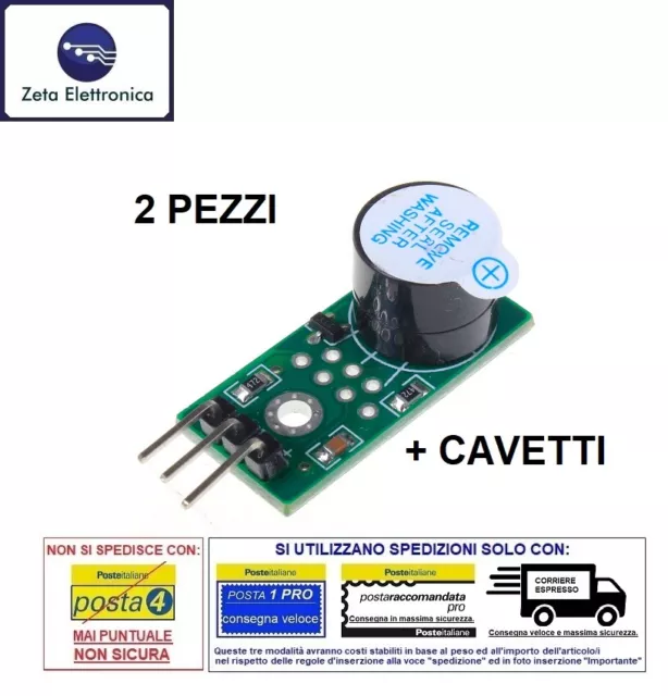 2PZ Módulo Zumbador Activo Generador De Sonido 3,3V 5V Tarjeta para Arduino