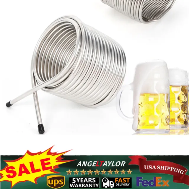 50' Wort Chiller Cooling Coil Pipe Home Brewing Beer Immersion Stainless Steel