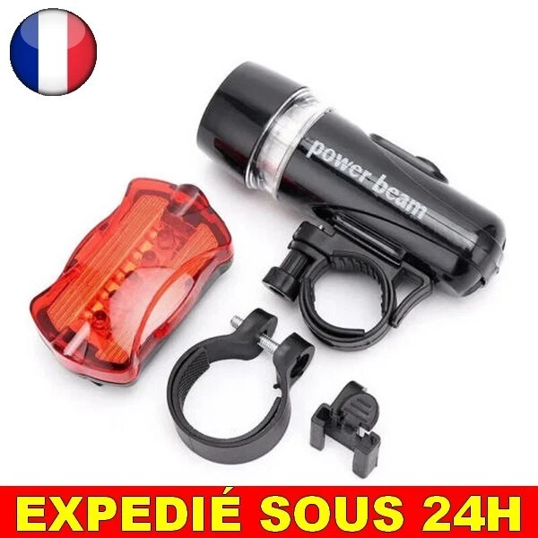 Kit éclairage Vélo 5LED Avant Et Arrière - Feux Sécurité Nuit Pour VTT Route (lot, Neuf)