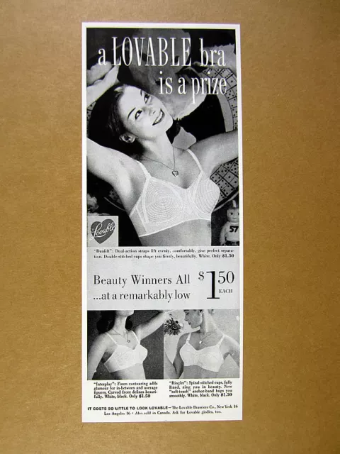 1960 LOVABLE BRAS dualift bra pretty woman photo vintage print Ad