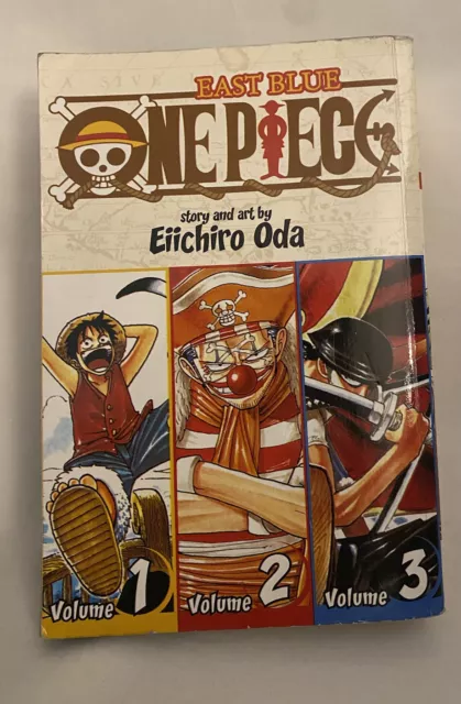 Mangá One piece em inglês versão 3 em 1 VizMedia vários volumes East Blue e  Baroque Works volumes avulsos