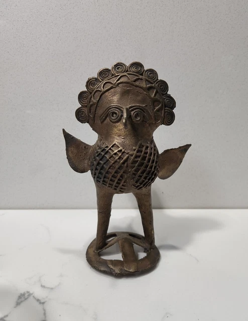 Early 20th Century Bronze Alloy Sculpture of Owl Figure 6.5 " Tall *