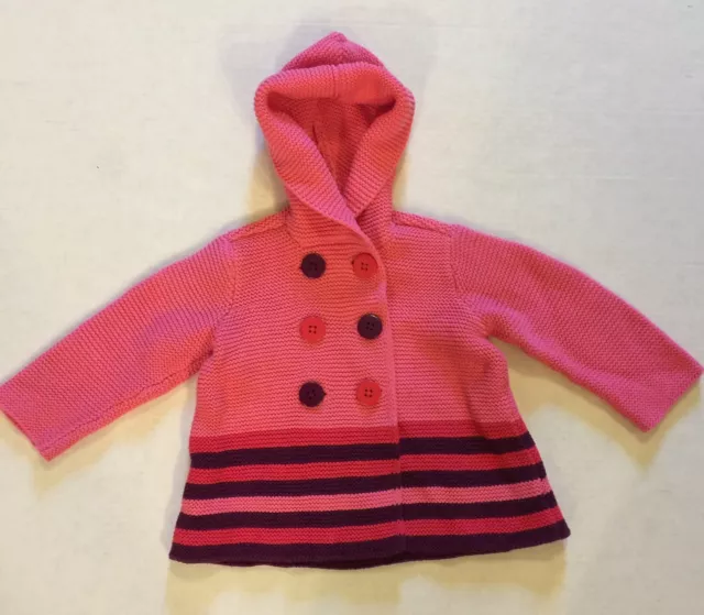 Baby Girl First Impressions Play Pink and Purple Hooded Sweater Size 12 Months