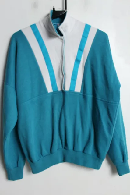 Maglione Maglione Donna Vintage anni '80 Cerniera Anteriore - Verde - Small Medium (v-q2)
