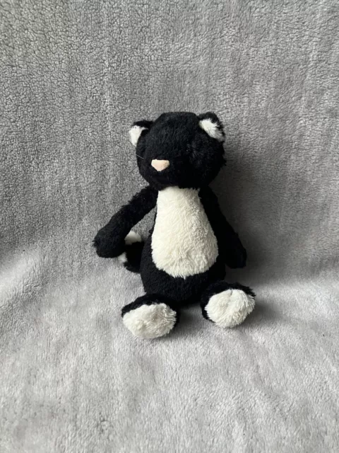 RETIRED JELLYCAT SMALL Bashful Kitten Cat Black White Soft Plush