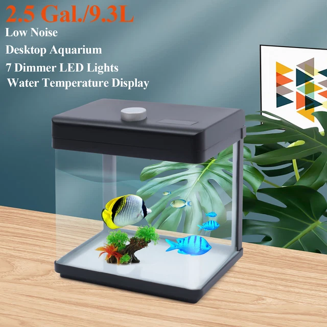 2.5Gal Fish Tank Mini Aquarium Kit High Efficiency Filter Desktop Fish Tank 9.5L