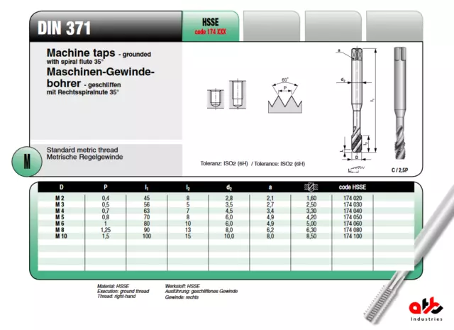 Filetage Hss-E trou de sac filetage de machine M3 - M10 lot 30 pièces 2