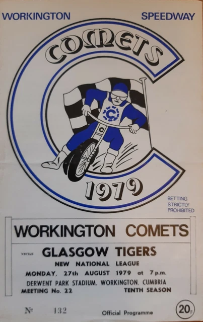 WORKINGTON COMETS vs GLASGOW TIGERS SPEEDWAY PROGRAMME 27/8/1979