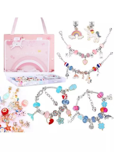 Kit de fabricación de brazaletes para niñas hágalo usted mismo dije pulsera kit joyería artesanías 56 piezas y estuche
