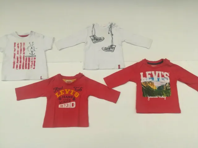 Lot 6 mois t-shirt marque LEVI'S blanc rouge Ensemble de Vêtements Garçon été 6M