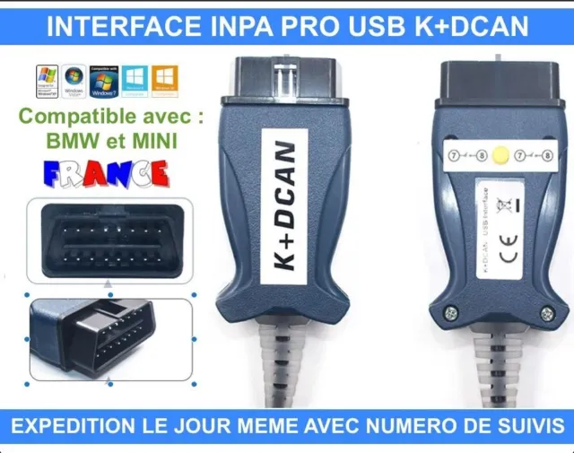 Interface K+DCAN KDCAN COMPATIBLE AVEC ISTA INPA OBD2 pour BMW MINI avec SWITCH