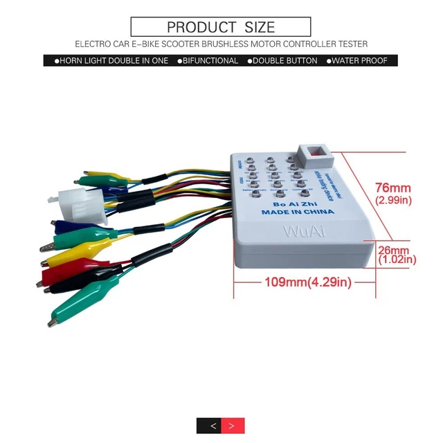 Telituny Tester Motore Senza Spazzole, Strumento Diagnostico per Bici e Scooter Portatili, per Controller del Motore, Sensori della Sala, Angolo di Fase, Leva del Freno, Test di
