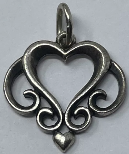 James Avery Ornate Open Heart Charm Sterling Silver