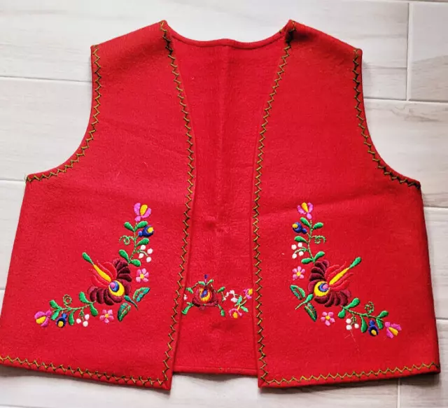 Hungarian Embroidered Floral Felt Vest