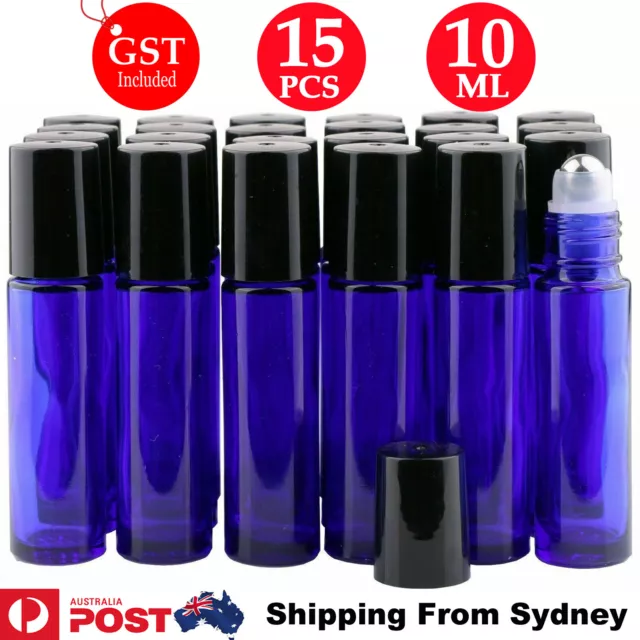 15x 10ml THICK Cobalt Blue Glass Roller Bottles Roll On Bottle Essential Oil AU