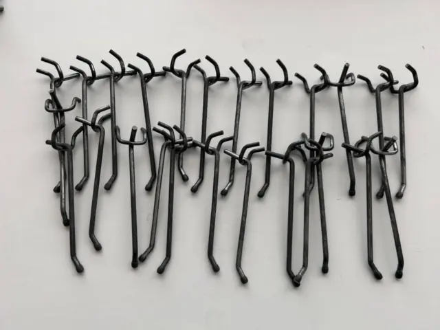 LOT 25 pegboard hooks double arm straight heavy metal all 5 inch long ball end