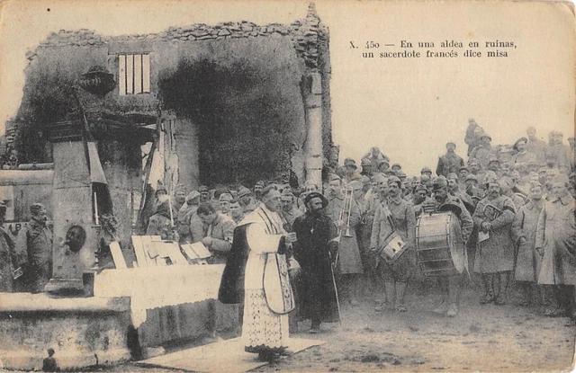 Cpa Guerre Messe En Plein Air Poilus