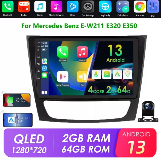 für Mercedes E-Klasse W211 AutoRadio 2+64GB Android 13 BT Navi GPS Apple Carplay