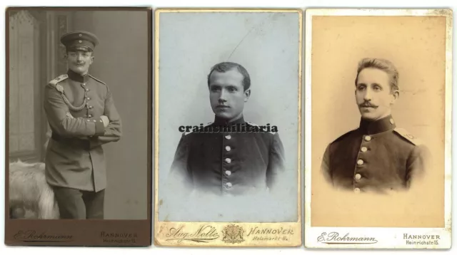 3x Orig. Foto CDV Portrait Soldaten I.R.73 und I.R.74 in HANNOVER Schützenschnur