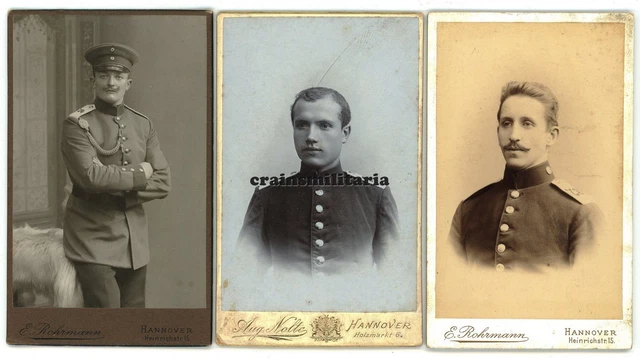 3x Orig. Foto CDV Portrait Soldaten I.R.73 und I.R.74 in HANNOVER Schützenschnur