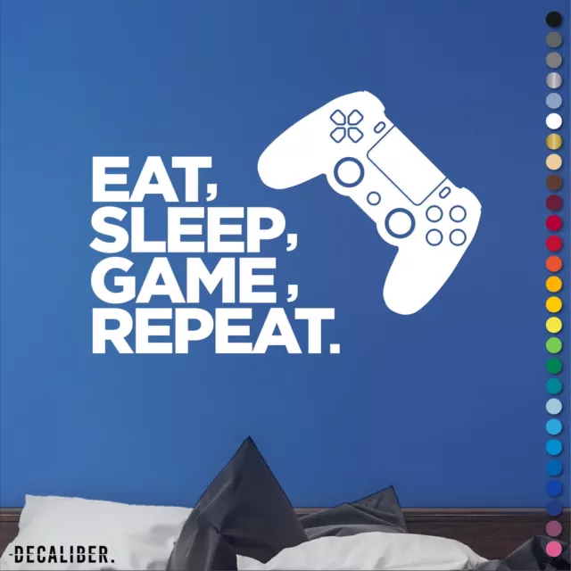 PS4 Eat Sleep Game Adesivo Ripetuto Decalcomania Arte Da Parete Camera da Letto Giochi Sony PlayStation