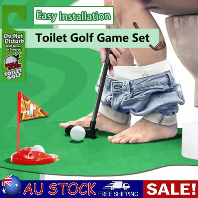 Toilet Mini Golf Mat Game With Putter Unusual Joke Prank Novelty Easter Gift Toy