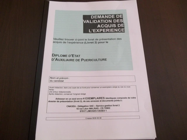 Exemple Livret 2 Vae Auxiliaire De Puériculture LIVRET 2 VAE Auxiliaire De Puericulture-Les 8 Modules*Envoi 2Suite Dès