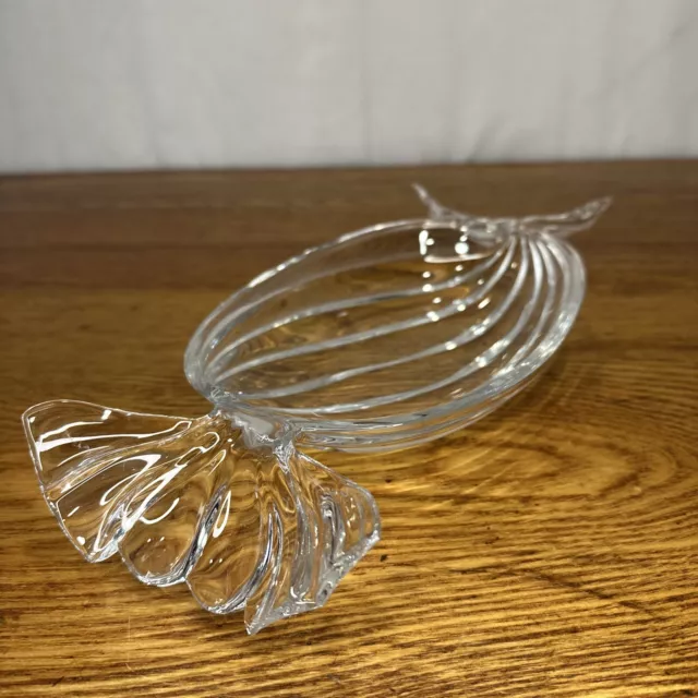 Candy Shaped Candy Dish 13.5" Ribbed Adorable Details Elegant Glass Party Theme