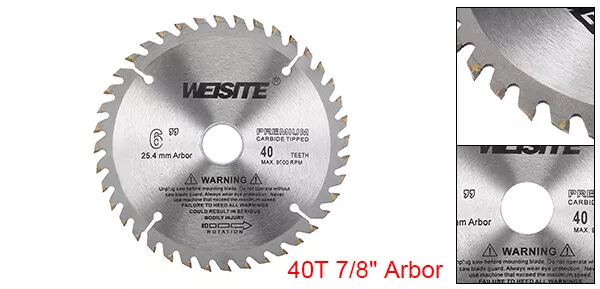 6" 40T 1" Arbor with 7/8" Ring Wood Carbide Tipped Slitting Circular Saw Blade 2