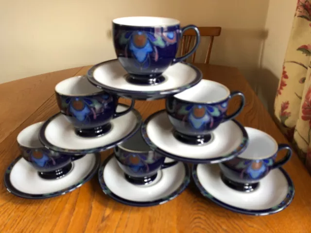 6 Denby Baroque Cups & Saucers