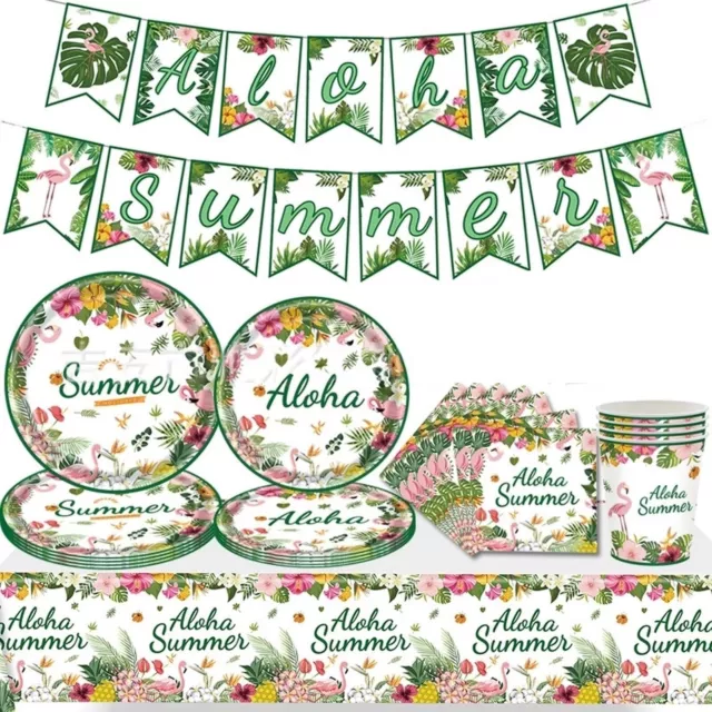 Summer Party Tableware Set for 16 Guests - Aloha Summer 69Pcs