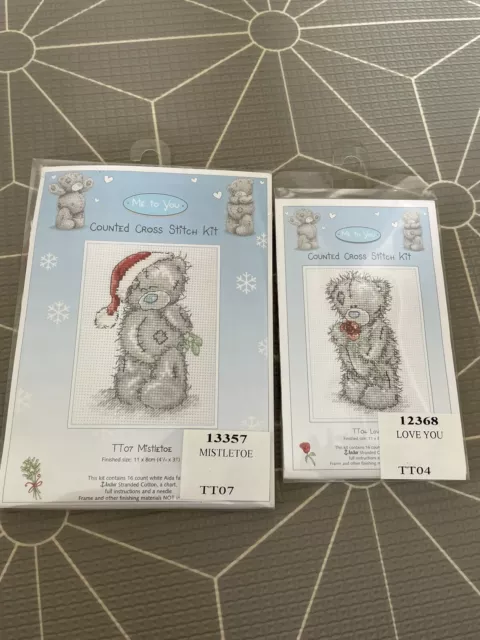Me to you Tatty teddy - Christmas Mistletoe & I Love You Cross Stitch Kits
