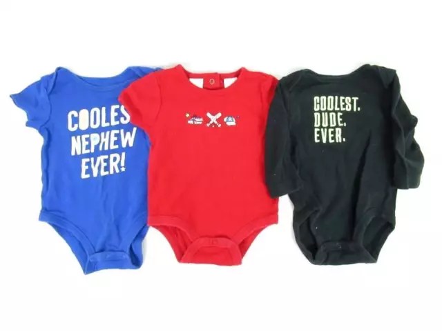 Lot of 3 Baby Boy's One Piece Bodysuits Infant Size 6 Months Sports Graphic