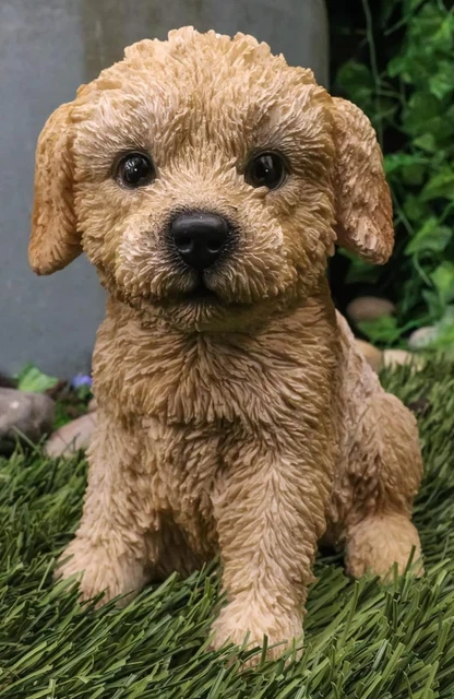 Ebros Realistic Adorable Sitting Labradoodle Puppy Statue 6.5" Tall Pet Pal Gold