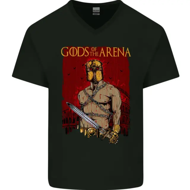 Gods of the Arena MMA Martial Arts Gym Mens V-Neck Cotton T-Shirt