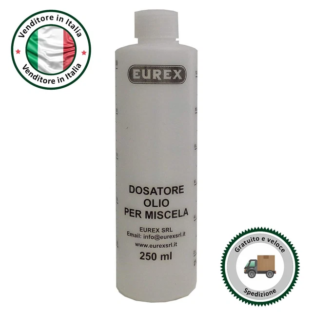 Misurino Dosatore Olio per Miscela 250Ml Con Tappo,Scala Graduata,E Percentuali