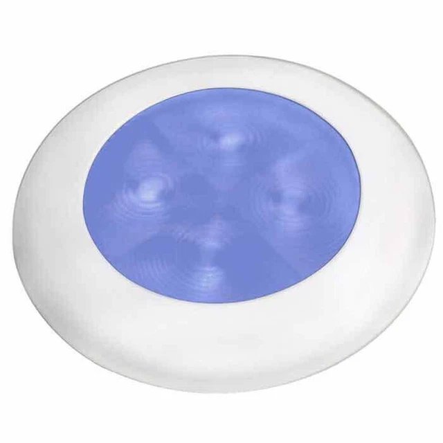 '0502 Series' Slim Line Blue 12V DC Round Soft LED with White Plastic Rim