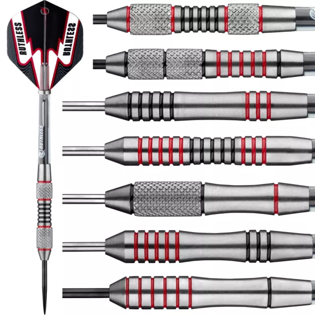 Tungsten Darts Set Scalloped 21g - 29g grams Ruthless Scallop Black Red