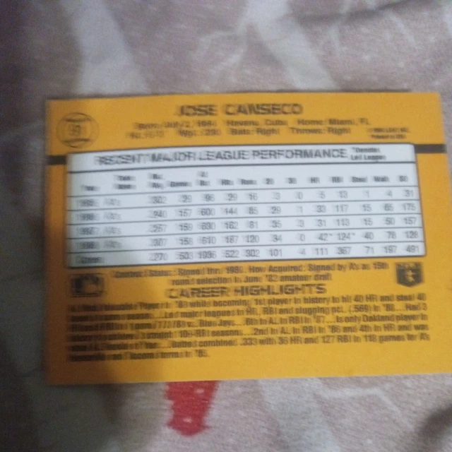 JOSE CANSECO 91 carte 1989 Donruss bon état EUR 28,07 PicClick FR