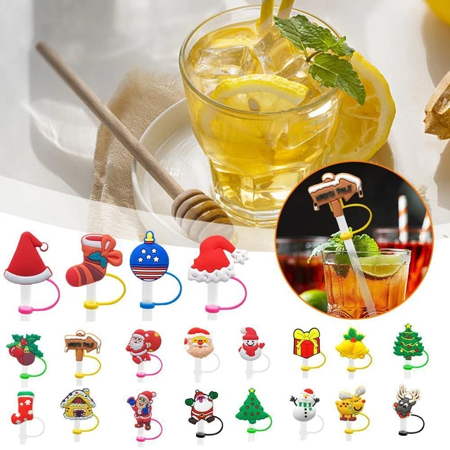 Cubierta de paja de Navidad cubiertas de paja de silicona para beber Reino Unido paja resuible N4N5