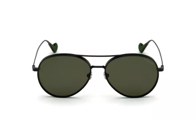 Moncler ML 0121 38R Matte Black Round Aviator Sunglasses Metal Frame 57-15-145