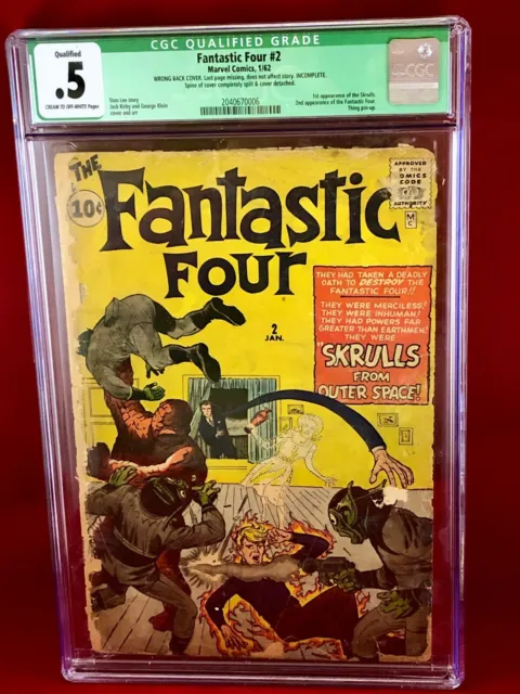 Fantastic Four #2 comic vol1 1st app Skrulls 2nd app of Fantastic Four! CGC 0.5