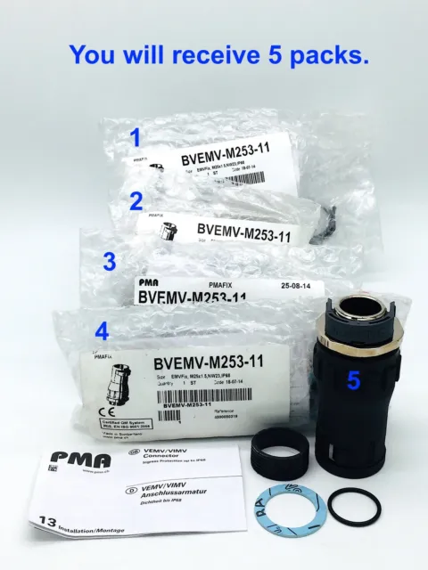 PMA Conduit Connector BVEMV-M253-11 M25 x 1.5 EMC IP68 x 5